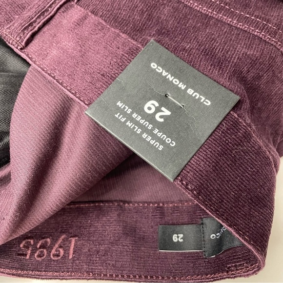 Club Monaco Super Slim Fit Corduroy Pants Burgundy - Picture 14 of 15